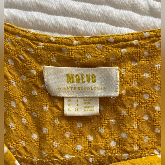 Anthropologie Maeve Yellow Polka Dot Blouse - size 4 - Picture 6 of 7